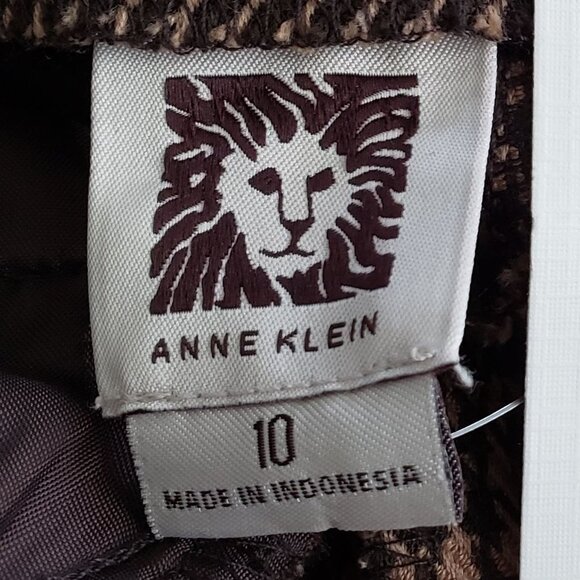 NWT Anne Klein Houndstooth Pants Women's Tan Brown Straight Leg Trouser Posh 10 - Picture 9 of 9